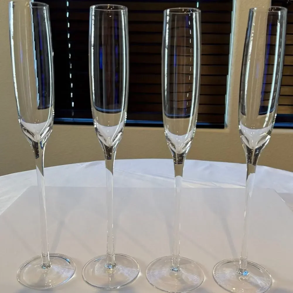 Z Gallerie Giant 14” Tall Champagne Flutes Clear Long Stem Set of 4